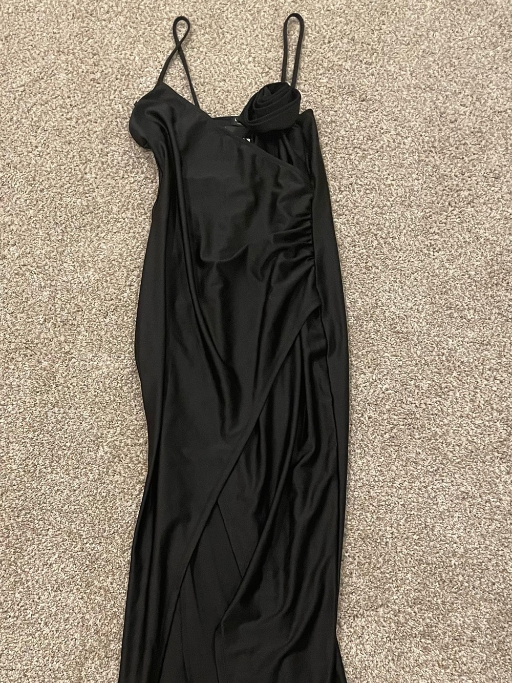 Liz and Sara Sleek Black Maxi Skirt with Draped Wrap Front